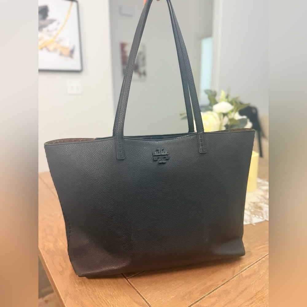 Black Leather Tote Bag
